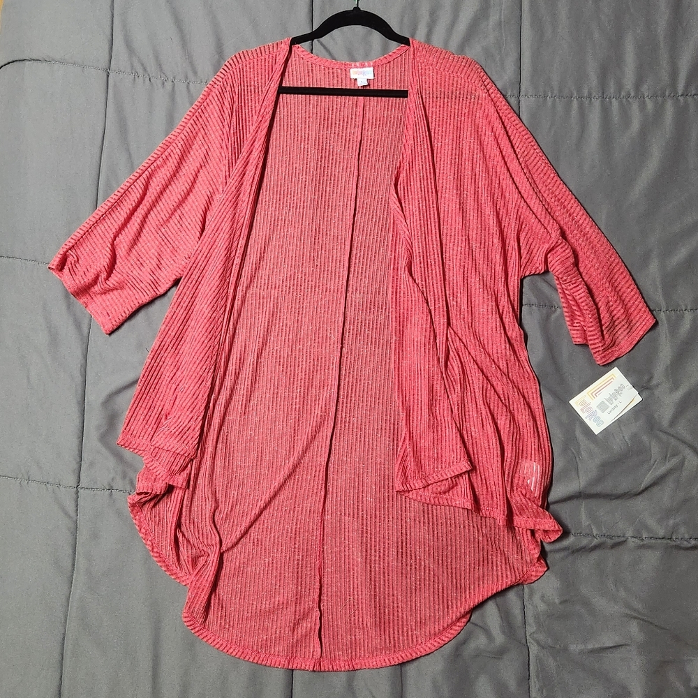 NWT Lularoe Size large Lindsay cardigan salmon pink